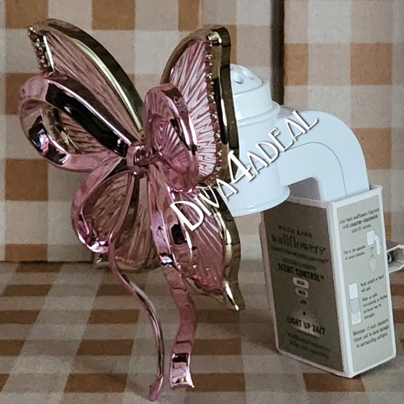 Bath & Body Work BOWTERFLY Scent Control Nightlight Wallflower Plug + Refill 2PC - Picture 2 of 4